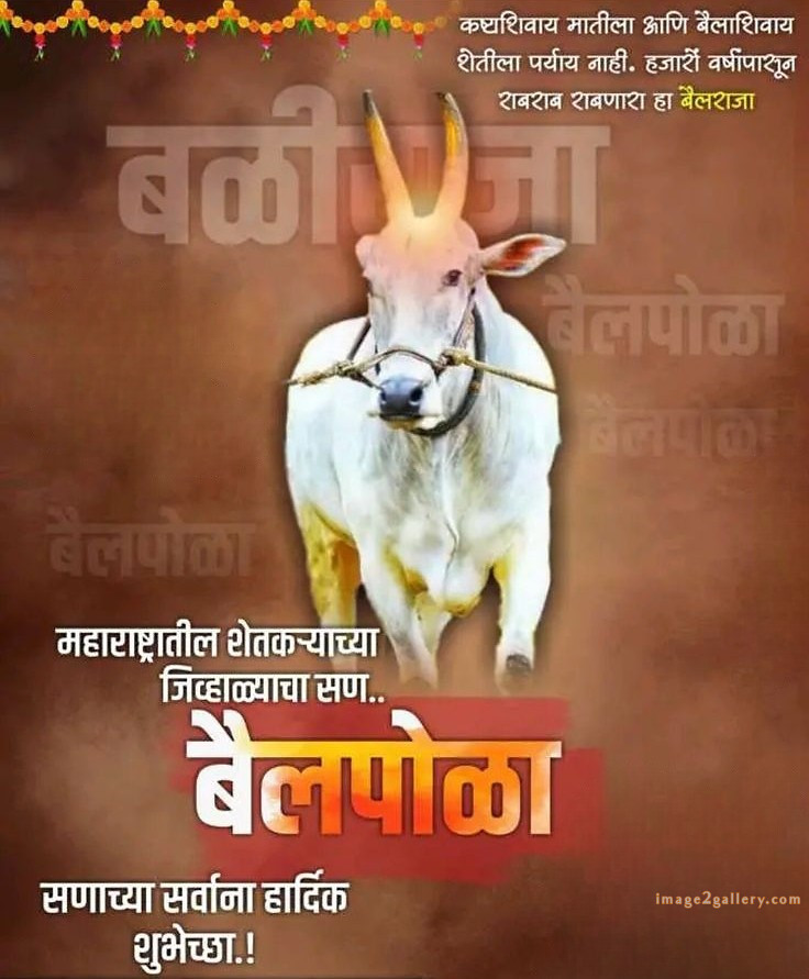 100+ Bail Pola Wishes In Marathi | बैल पोळा शुभेच्छा संदेश मराठीत | 31 pola wishes images -(13)